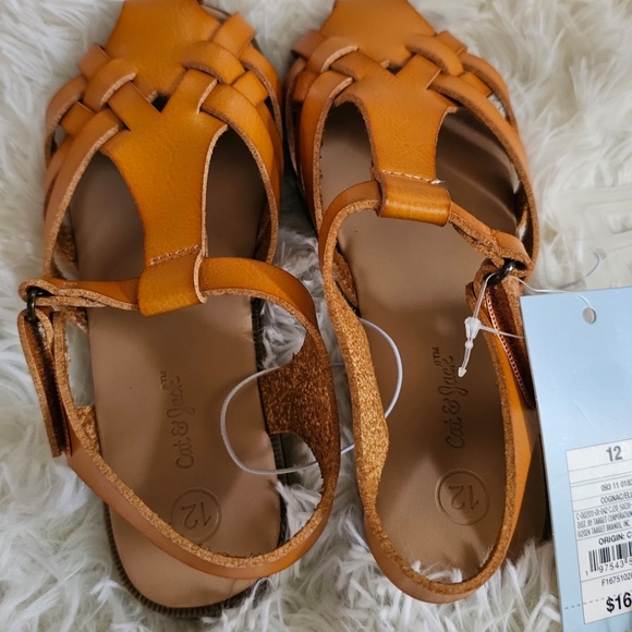 CAT & JACK SANDALS SIZE 12 FOR KIDS COGNAC - Picture 3 of 4